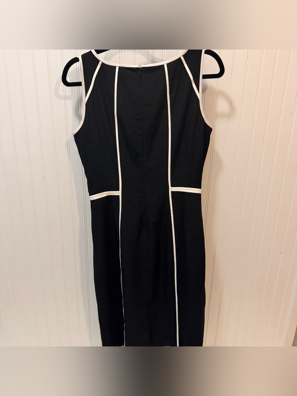 White House Black Market Black Sheath Dress with White Trim